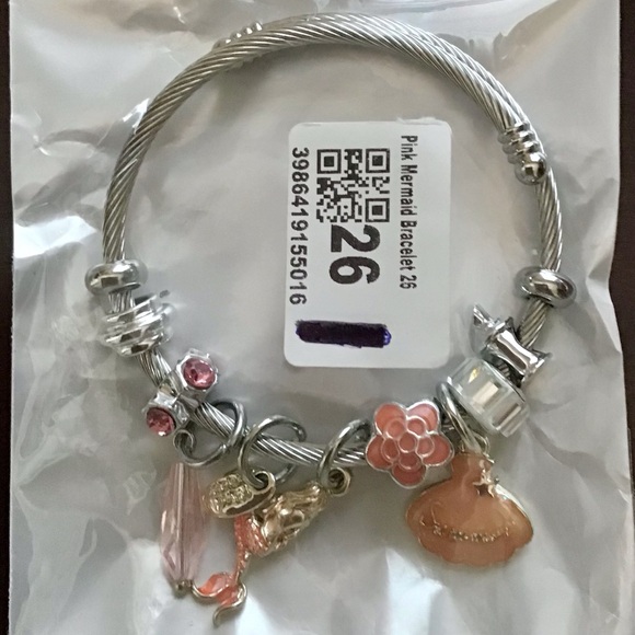 Jewelry - Pink Mermaid Silvertone Charm Bracelet
